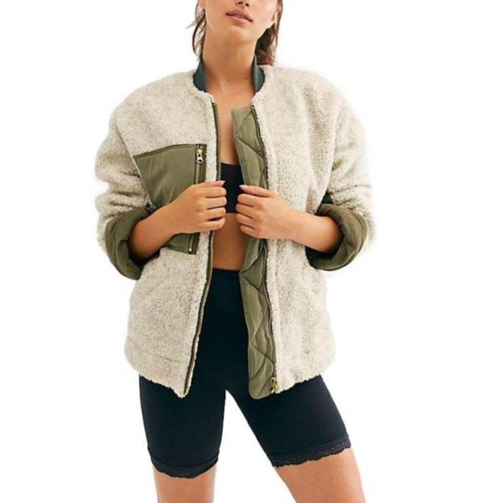 New Free People Rivington Sherpa Jacket Desert - Picture 2 of 6